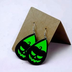 Halloween Glow In The Dark Pumpkin Drop Earrings